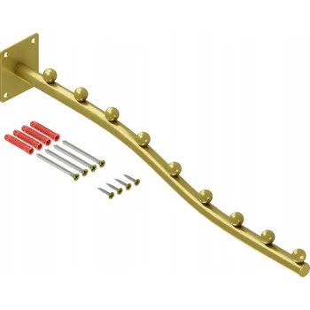 Věšák ŠIKMÝ VĚŠÁK NA OBLEČENÍ NA ZEĎ DO OBCHODU ŠATNY 40cm PANAMA ZLATÝ