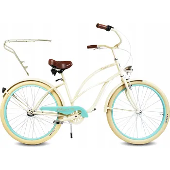 Městské kolo Dámské plážové kolo (Beach Cruiser) 26 palců modro-krémové LAGUNA ROYALBI s nosičem