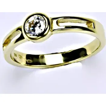 Prsten Zlatý prsten čirý zirkon - VR245 - žluté zlato (Prstýnek se zirkonem ve žlutém zlatě)