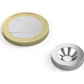 Dekorativní magnet Neodymový kruhový magnet Ø 15/9,5-4,5 mm, v. 4 mm, M4, síla 3 kg
