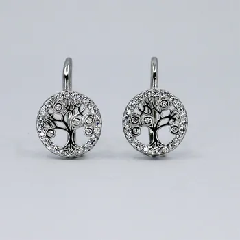 Náušnice Steel Edge Stříbrné náušnice se zirkony strom života 307924009