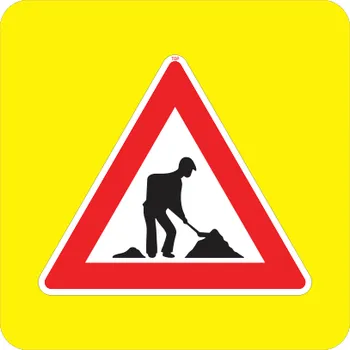 Dopravní značka Dopravní Značka A15 zvýrazněná Pozor, práce na silnici 1000x1000 mm