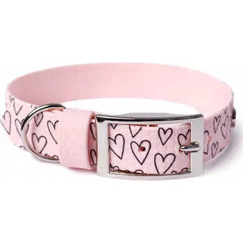Obojek pro psa Obojek s přezkou Hexa, velké srdce, vel. L, pastelově růžový