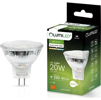 Žárovka LED žárovka LED GU5,3 MR11 2,5W = 25W 220lm 4000K 12V Neutrální 120° LUMILED