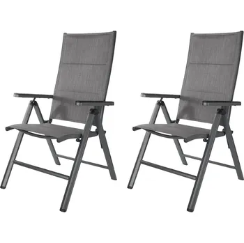 LIVARNO home Hliníkové polohovací křeslo Toronto, antracitová, 2 kusy