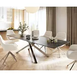 DELIFE Jídelní stůl Edge 300x100 cm keramika Laminam®Noir Desir hnědá křížová podnož nerezová ocel