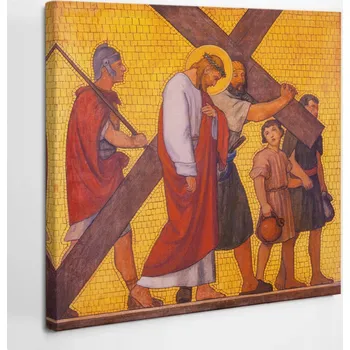 Obraz Stylový Fotoobraz do obýváku: Šimon pomáhá Ježíšovi nést kříž