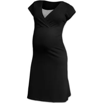 Těhotenské noční prádlo Kojící noční košile Eva, krátký rukáv, černá M/L