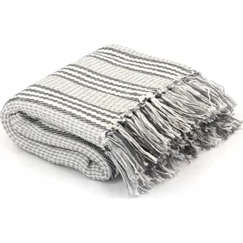 Přehoz na lůžko Bavlněný přehoz v pruzích, 125 x 150 cm, šedo-bílý