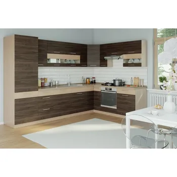 Kuchyňská linka Rohová kuchyně RUTHIN 315x210, rijeka tmavá + vyzvednutí ZDARMA