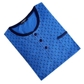 Pánská noční košile Pánské noční košile s dlouhým rukávem - C-Lemon AL3862T Barva: Modrá, Velikost: XXL