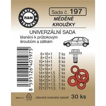 HARTMAN těsnění univerzální, měděné kroužky, sada č. 197