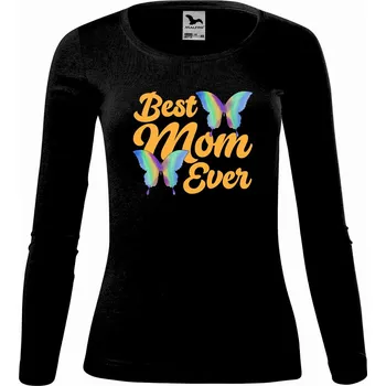 Dámské tričko DOBRÝ TRIKO Dámské bavlněné triko Best mom motýlci Velikost: 3XL, Barva: Černá
