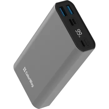 Powerbanka ColorWay CW-PB200LPH3GR-PDD PowerBank, 20000mAh, 22,5W, Li-Pol, výstup 2× USB a USB-C, vstup USB-C, micro USB a Lightning, šedo-černá CW-PB200LPH3GR-PDD