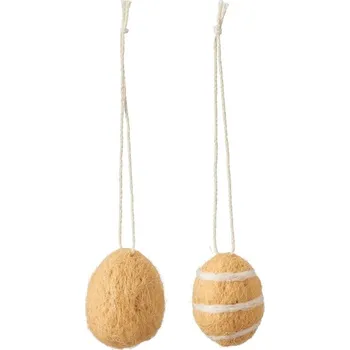 Velikonoční dekorace Wikholmform SET 2 vlněných vajíček, sv. hnědé + sv. hnědé s bílým proužkem