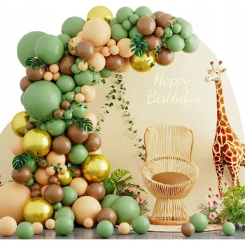 Party dekorace BALÓNKOVÁ GIRLANDA ZELENÁ ZLATÁ NAROZENINY ROCEK KŘEST AŽ 115 KS + DÁREK