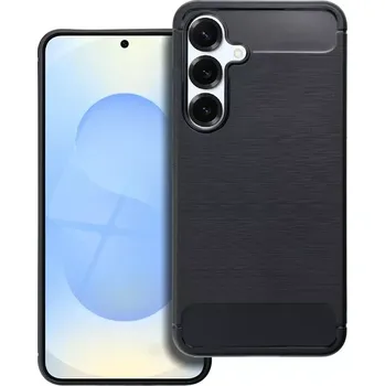 Pouzdro na mobilní telefon Odolné pouzdro Carbon – Samsung Galaxy S25, černé (Carbon – odolné gumové pouzdro s karbonovým vzorem a výztuhami v rozích pro Samsung Galaxy S25, černé)