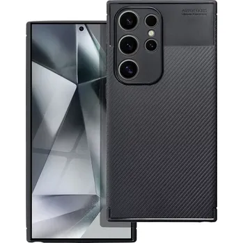 Pouzdro na mobilní telefon Odolné pouzdro Carbon Premium – Galaxy S25 Ultra, černé (Carbon Premium – stylové pouzdro s karbonovou texturou, ochranou rohů a podporou bezdrátového nabíjení pro Samsung Galaxy S25 Ultra)