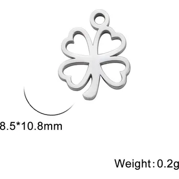 Přívěsek Přívěsek čtyřlístek pro štěstí z oceli | výroba šperků 5 ks - Barva oceli