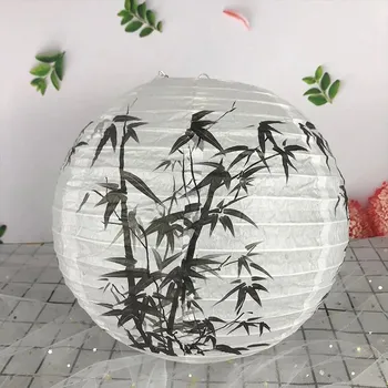 Lucerna 30 cm Japonská dekorativní lucerna s květinovým motivem | papírový lampion, kulatá lucerna - D