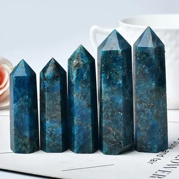 Apatit obelisk, modrý krystal | Krystal obelisk, energetický kámen - Tmavě modrý apatit , 70-80 mm