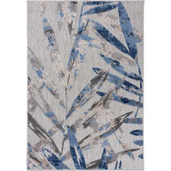 Koberec Moderní koberec Aventura - listy 1 - šedý/modrý Rozměr koberce: 80x200 cm