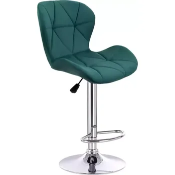 Barová židle LuxuryForm DESIGN Barová židle LIVIO VELUR na stříbrném talíři - zelená