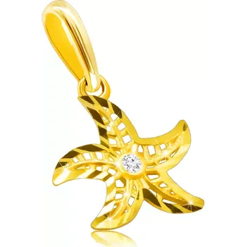 Přívěsek Diamantový přívěsek ze 14K žlutého zlata - motiv mořské hvězdice, kulatý čirý briliant