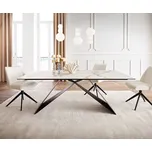 DELIFE Jídelní stůl Edge 200x100 keramika Calacatta Luxe bílá-zlatá-šedá podnož ve tvaru V plochá ocel černá