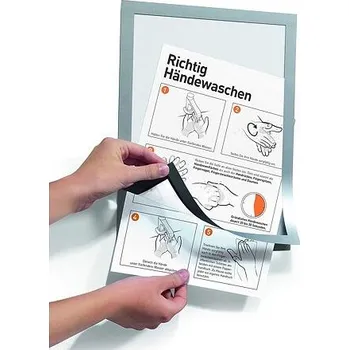 Nalepovací magnetická kapsa A4 na sklo, stěnu i dřevo – stříbrný rámeček