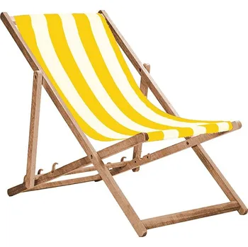 Zahradní lehátko Dřevěné zahradní lehátko mořené - žluté pruhy