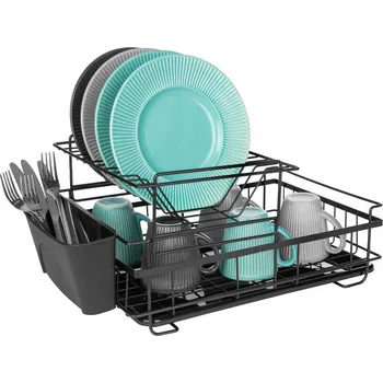 Odkapávač na nádobí ODKAPÁVAČ NA NÁDOBÍ DVOUÚROVŇOVÝ ČERNÝ VELKÝ