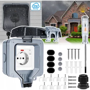 Elektrická zásuvka IP66 VODOTĚSNÁ VENKOVNÍ ZÁSUVKA S VYPÍNAČEM
