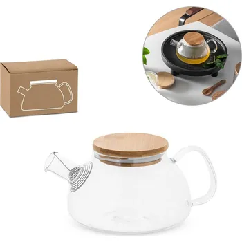 Konvice na čaj SNEAD. Konvička z borosilikátového skla s bambusovým víčkem 750 ml 25 bez potisku bez potisku