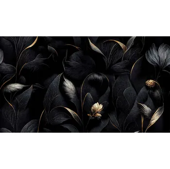 VODĚODOLNÁ LÁTKA OXFORD - LISTY NA ČERNÉM