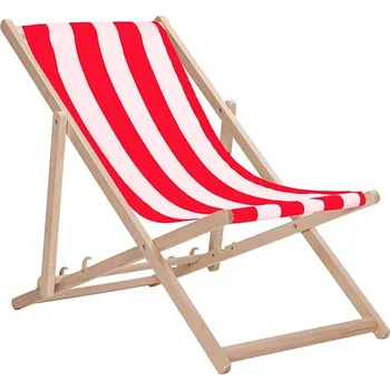 Zahradní lehátko Dřevěné zahradní lehátko - červené pruhy