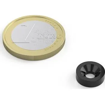 Dekorativní magnet Neodymový kruhový magnet Ø 10/7-3,5 mm, v. 3 mm, M3, síla 1,6 kg, černý