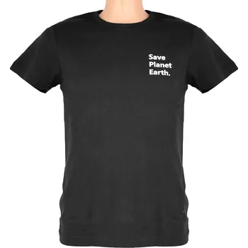 Pánské tričko Černé triko Save Planet Earth (Pánské triko z certifikované recyklované bavlny)
