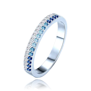 Souprava šperků MINET Luxusní stříbrný prsten s bílými a modrými zirkony vel. 57 JMAS0291AR57