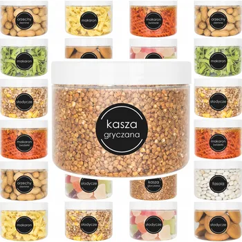 Sklenice 24x ZAVAŘOVACÍ SKLENICE NÁDOBA NA POTRAVINY PRO SÝPKÉ PRODUKTY 0,5L kamaju + SAMOLEPICÍ ŠTÍTKY