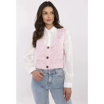 Dámská vesta Růžová ažurová vesta