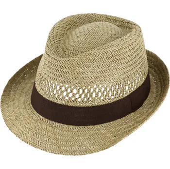 Klobouk Fiebig - Headwear since 1903 Slaměný trilby klobouk s hnědou stuhou - Fiebig Velikost: 61 cm (XL)