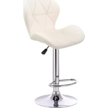 Barová židle LuxuryForm DESIGN Barová židle LIVIO VELUR na stříbrném talíři - krémová