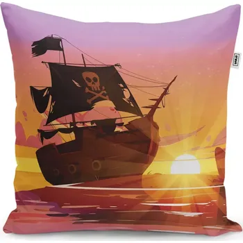 Polštář Dekorační polštář Pirátská loď při západu slunce - Sablio - 40x40 cm