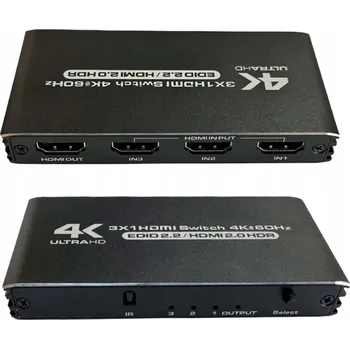 Switch Switch 2.0 3x1 4K60Hz automatický Přepínač s dálkovým ovládáním Manhattan