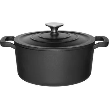 HRNEC LITINOVÝ KOTLÍK NA VAŘENÍ POKRMŮ ČERNÝ S VÍKEM Ø 20 cm 3,3 l