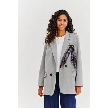 Dámské sako NAOKO Sako Tied Affair Šedá Regular Fit XL