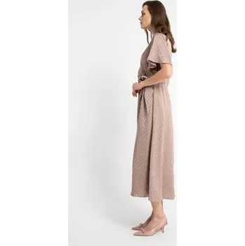 Dámské šaty CLICK Letní šaty 60-6109 Béžová Comfortable Fit 42