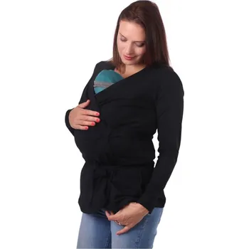 Zavinovací kabátek pro těhotné a nosící ženy Michaela, černý M/L