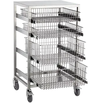 WIRE MOBIL 304, nerezový vozík se 4 drátěnými koši